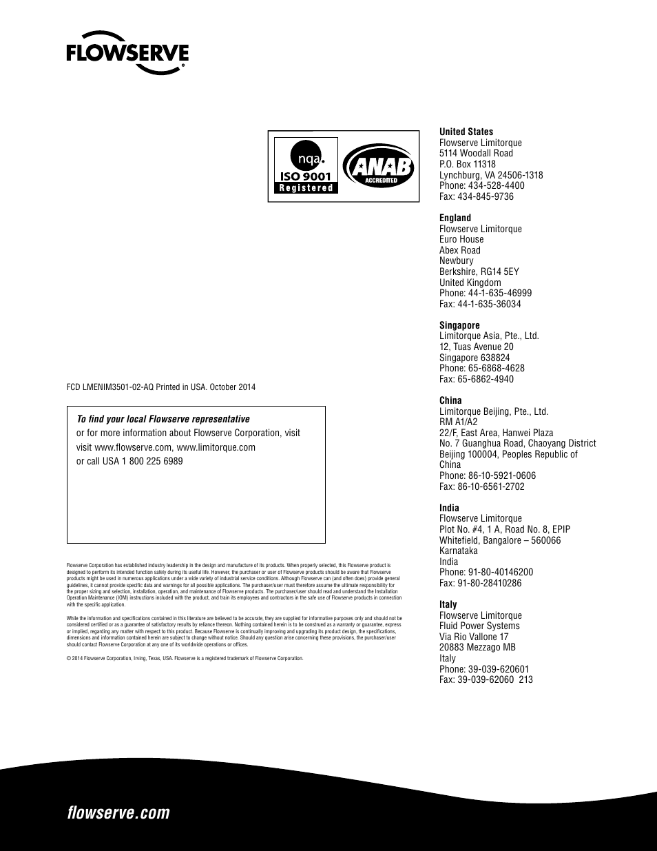 Flowserve HBC Series Limitorque User Manual | Page 24 / 24