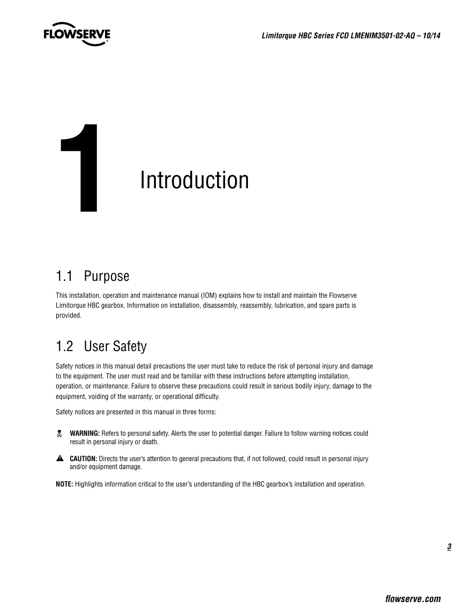 Introduction | Flowserve HBC Series Limitorque User Manual | Page 3 / 24