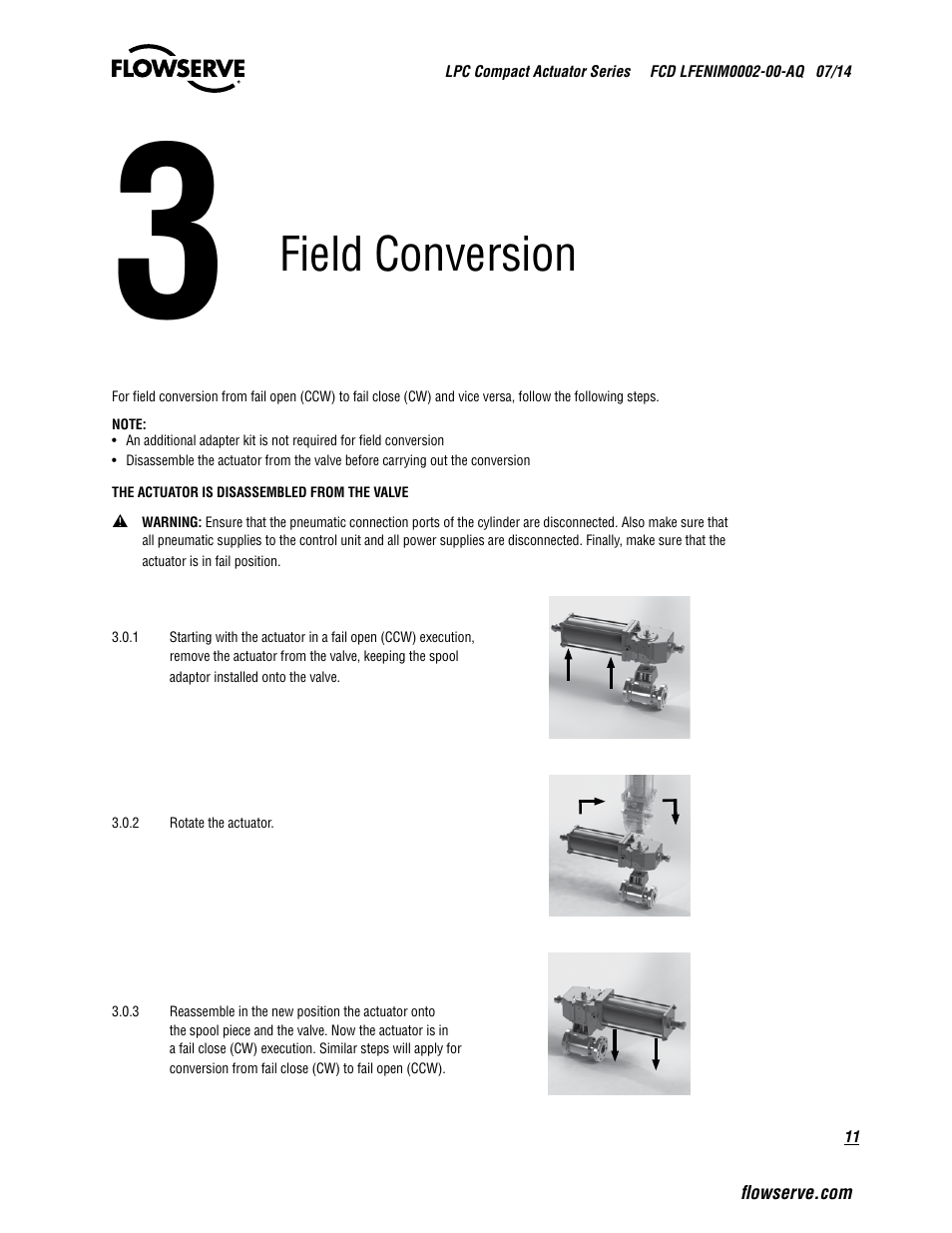 Field conversion | Flowserve LPC Compact Actuator Series User Manual | Page 11 / 24