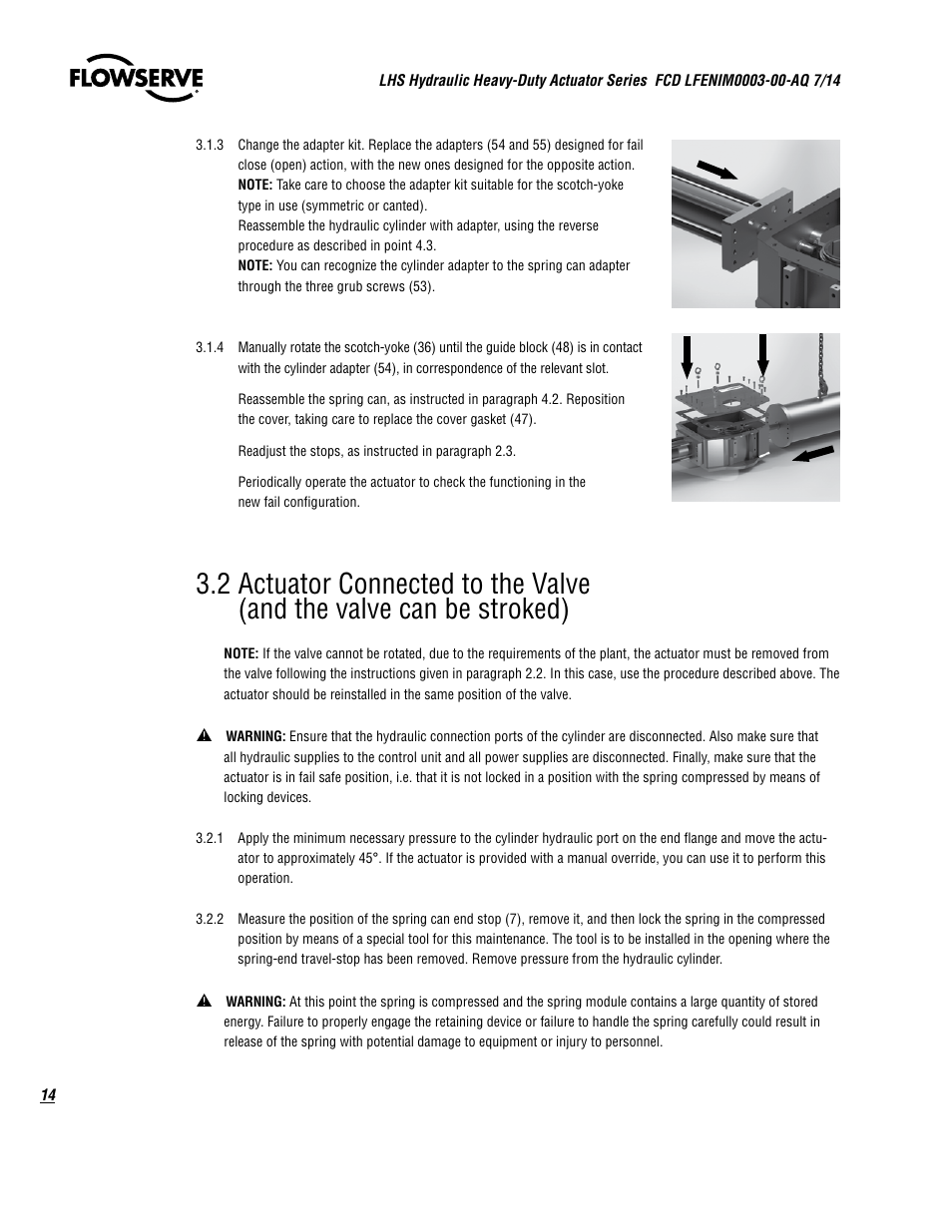 Flowserve LHS Hydraulic Heavy-Duty Actuator Series User Manual | Page 14 / 24