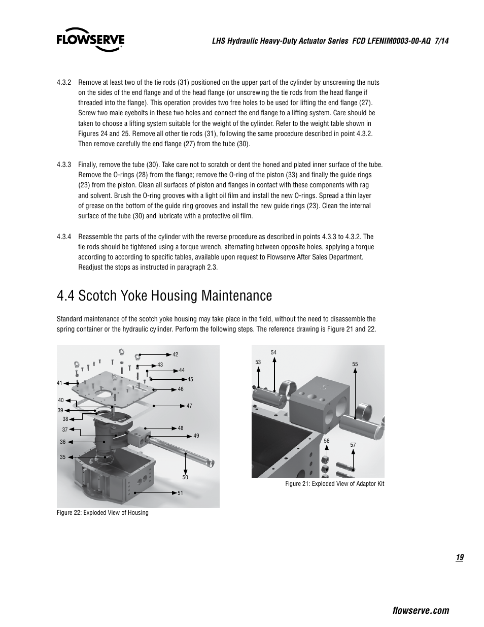 4 scotch yoke housing maintenance | Flowserve LHS Hydraulic Heavy-Duty Actuator Series User Manual | Page 19 / 24