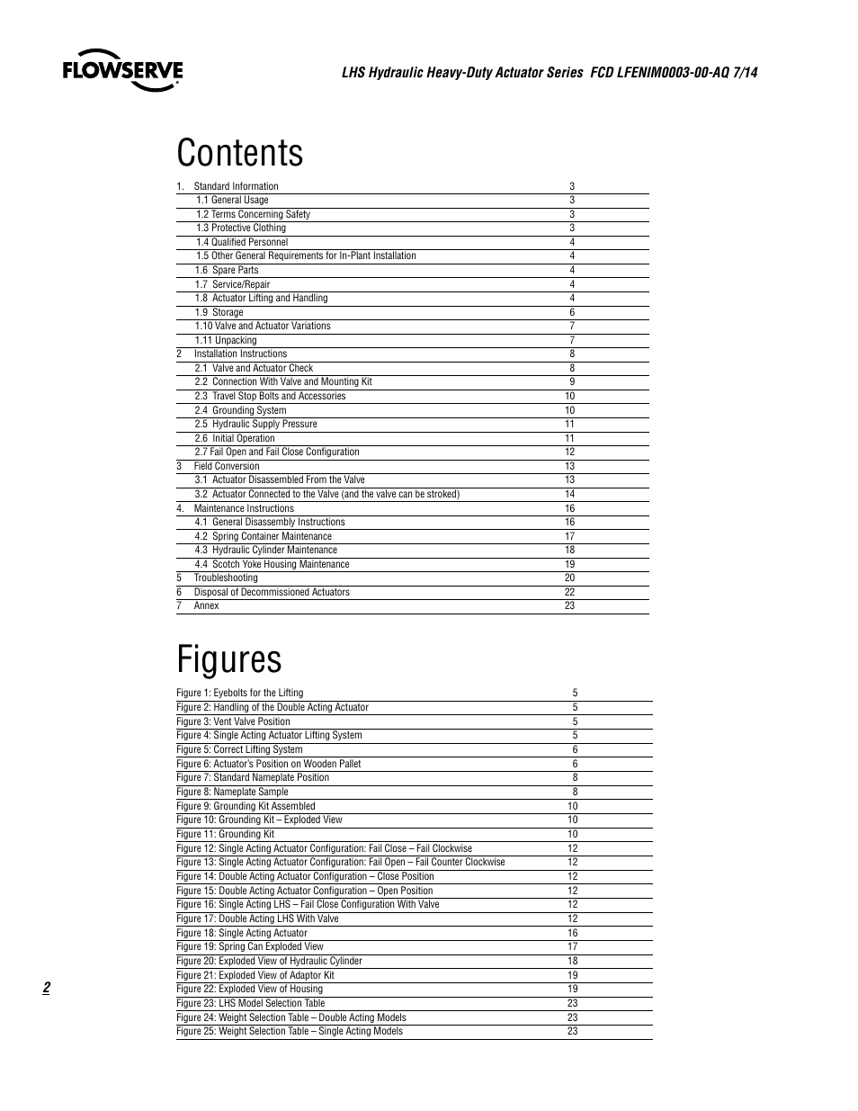 Flowserve LHS Hydraulic Heavy-Duty Actuator Series User Manual | Page 2 / 24