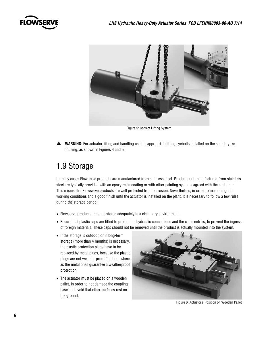 9 storage | Flowserve LHS Hydraulic Heavy-Duty Actuator Series User Manual | Page 6 / 24