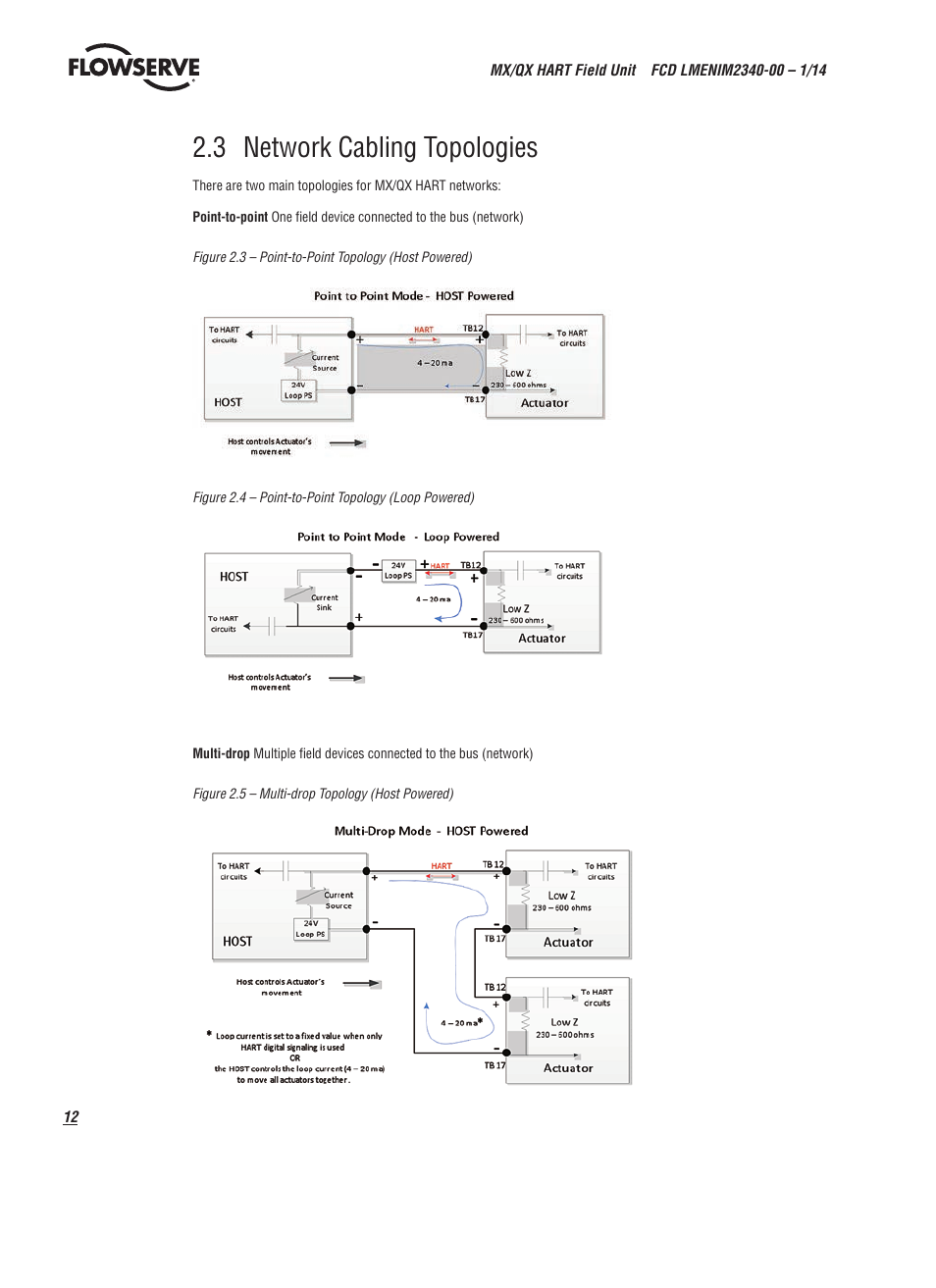 3 network cabling topologies | Flowserve MX HART Field Unit User Manual | Page 12 / 72