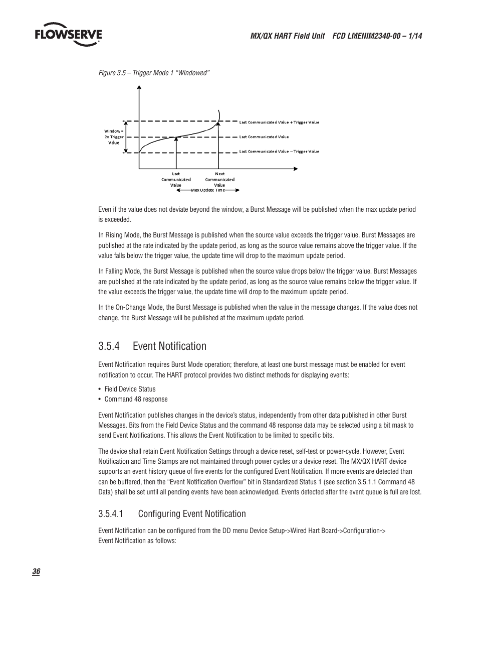 4 event notification | Flowserve MX HART Field Unit User Manual | Page 36 / 72
