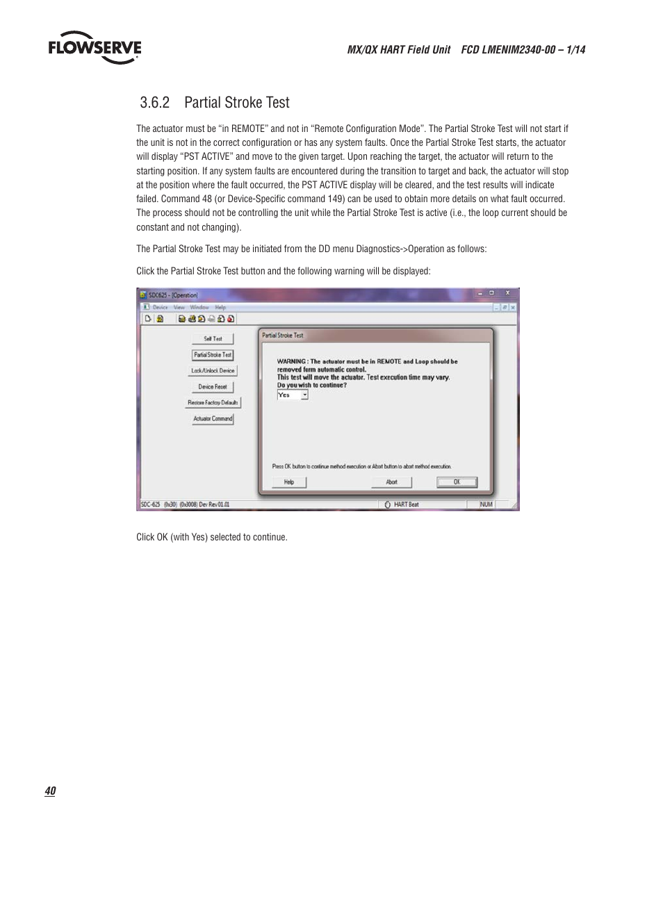 2 partial stroke test | Flowserve MX HART Field Unit User Manual | Page 40 / 72