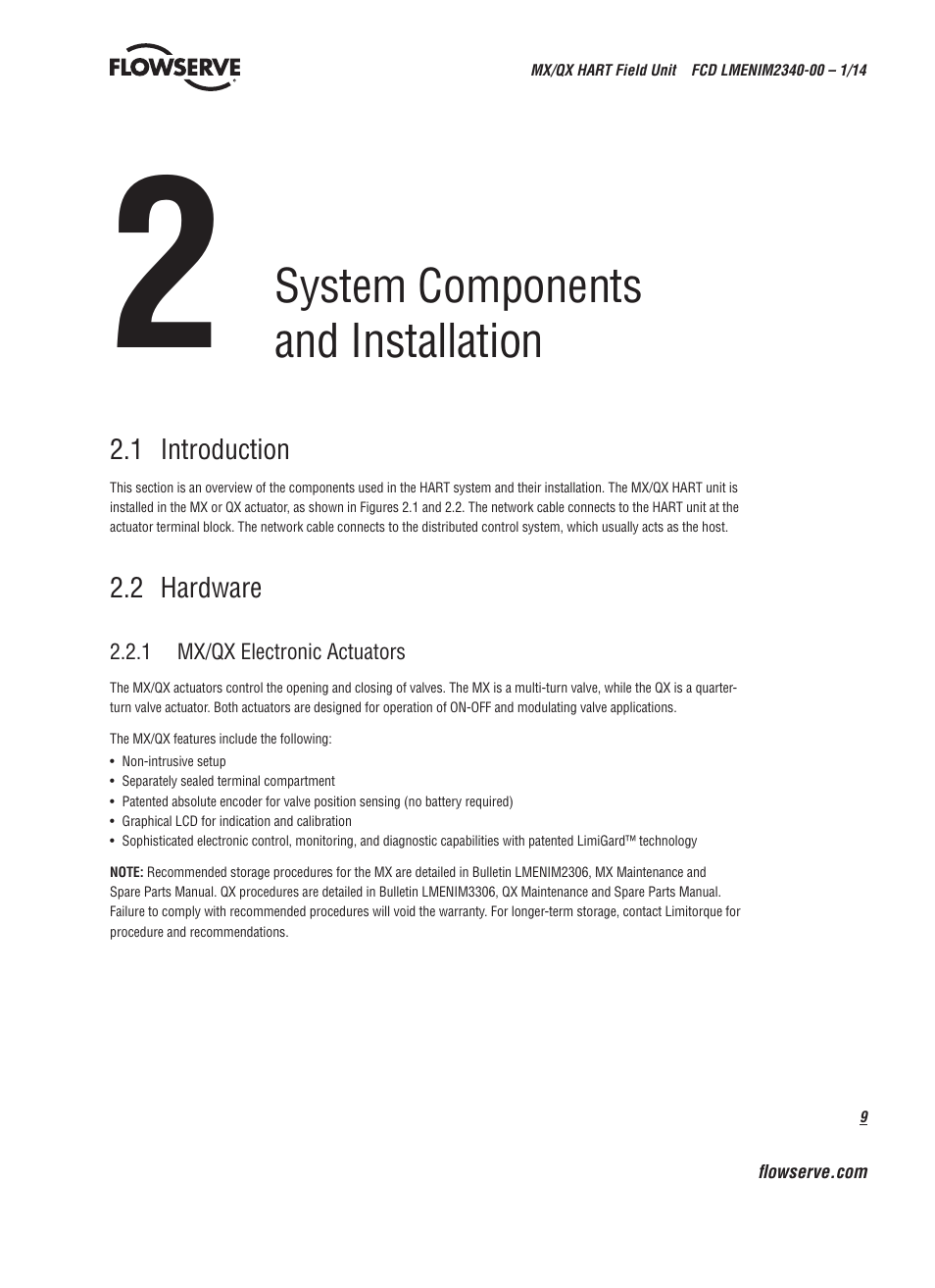 System components and installation | Flowserve MX HART Field Unit User Manual | Page 9 / 72