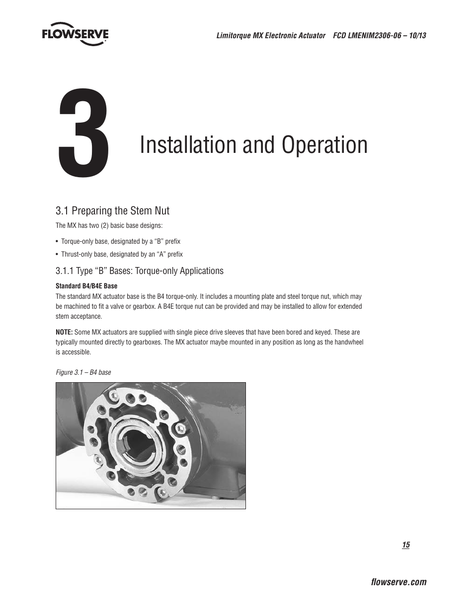 Installation and operation | Flowserve MX Electronic Actuator User Manual | Page 15 / 104