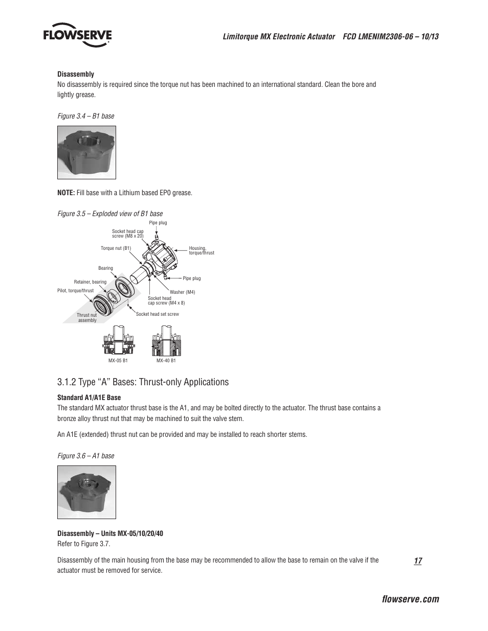 2 type “a” bases: thrust-only applications | Flowserve MX Electronic Actuator User Manual | Page 17 / 104