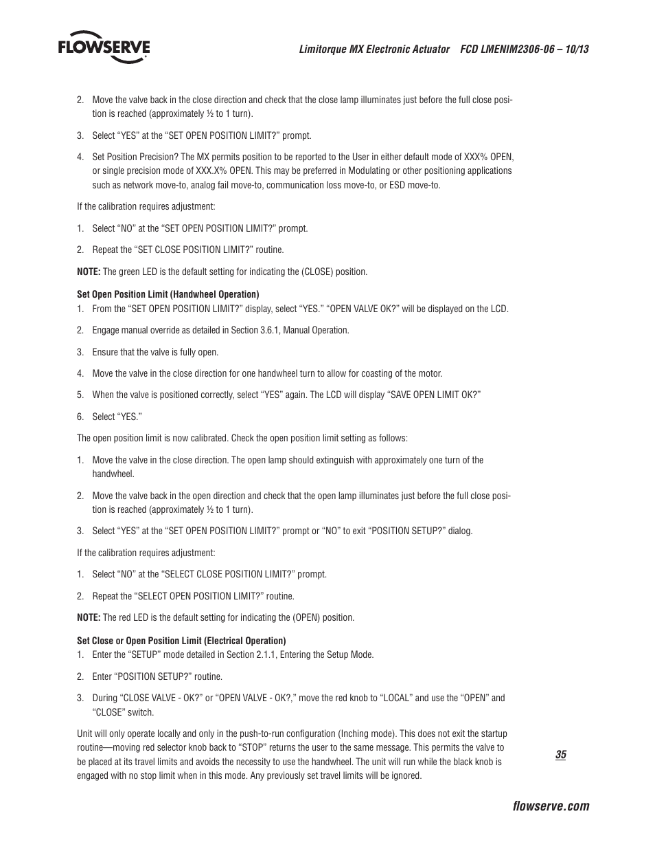 Flowserve MX Electronic Actuator User Manual | Page 35 / 104