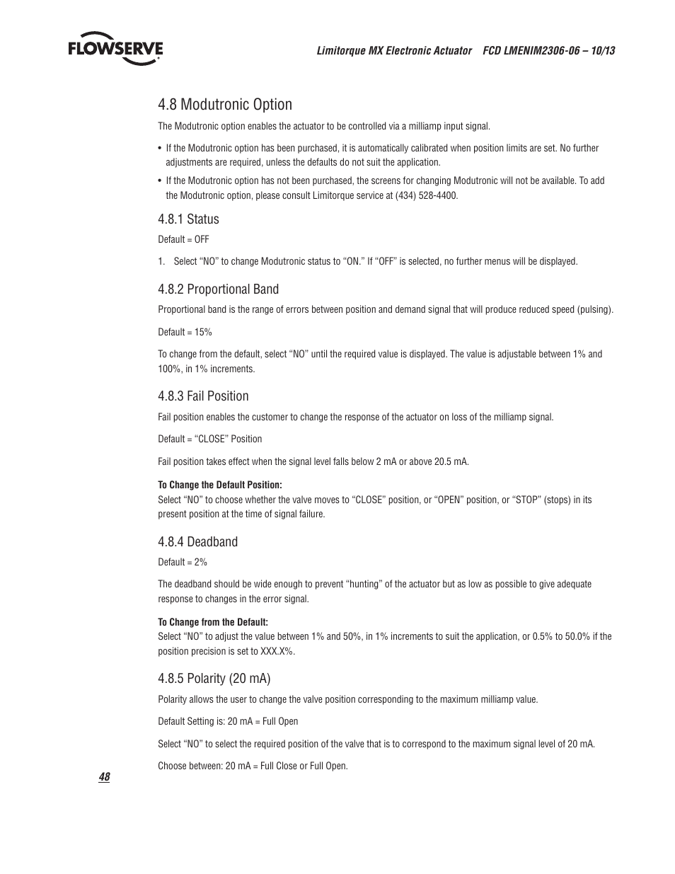 8 modutronic option | Flowserve MX Electronic Actuator User Manual | Page 48 / 104