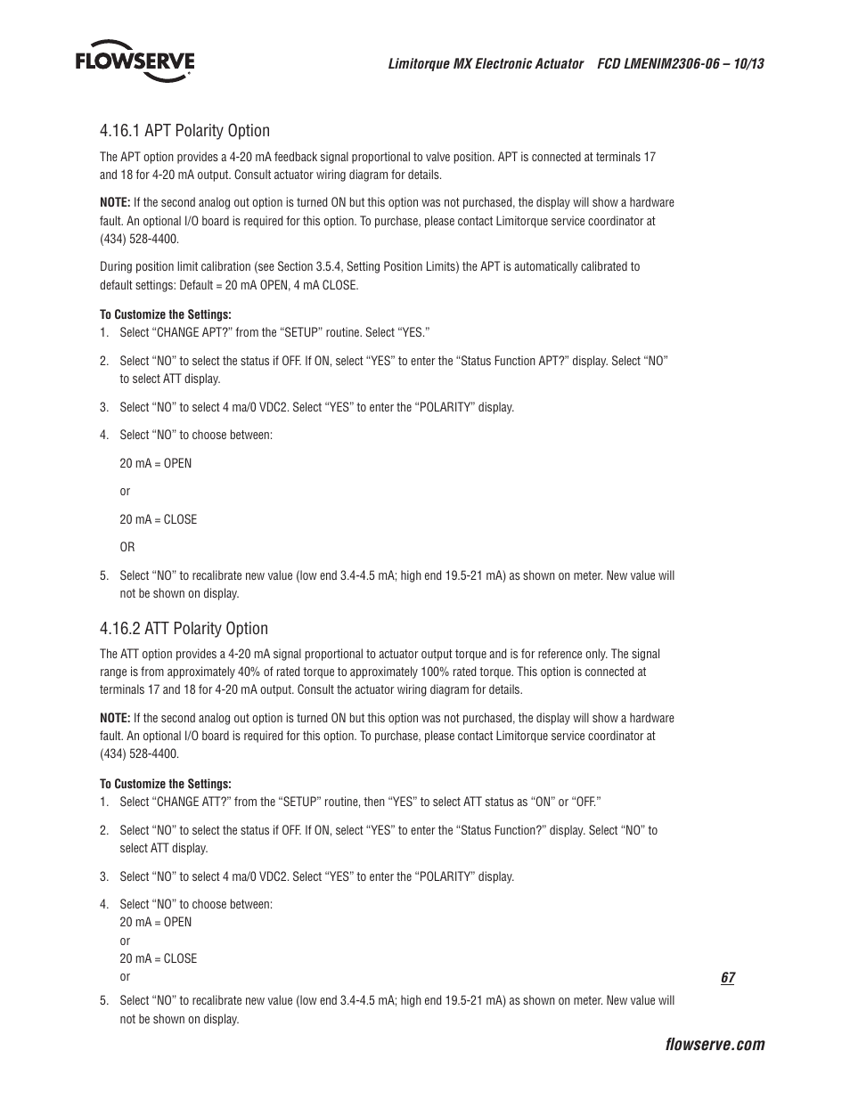 2 att polarity option | Flowserve MX Electronic Actuator User Manual | Page 67 / 104