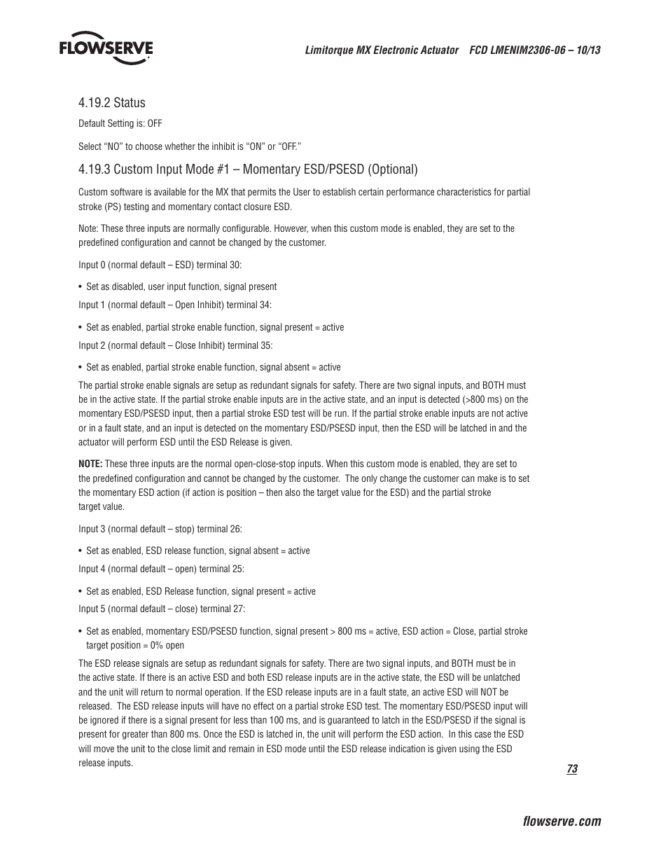 Flowserve MX Electronic Actuator User Manual | Page 73 / 104