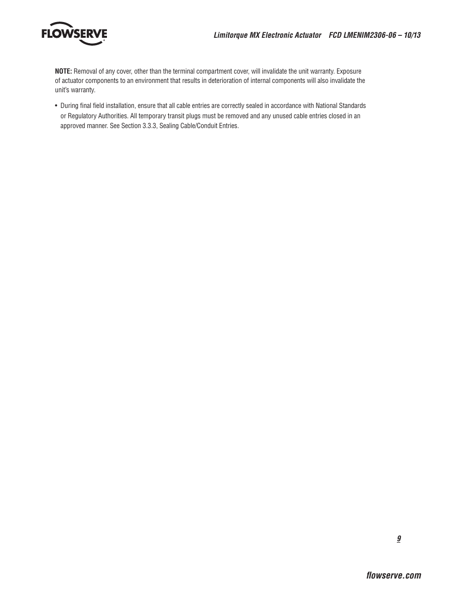 Flowserve MX Electronic Actuator User Manual | Page 9 / 104
