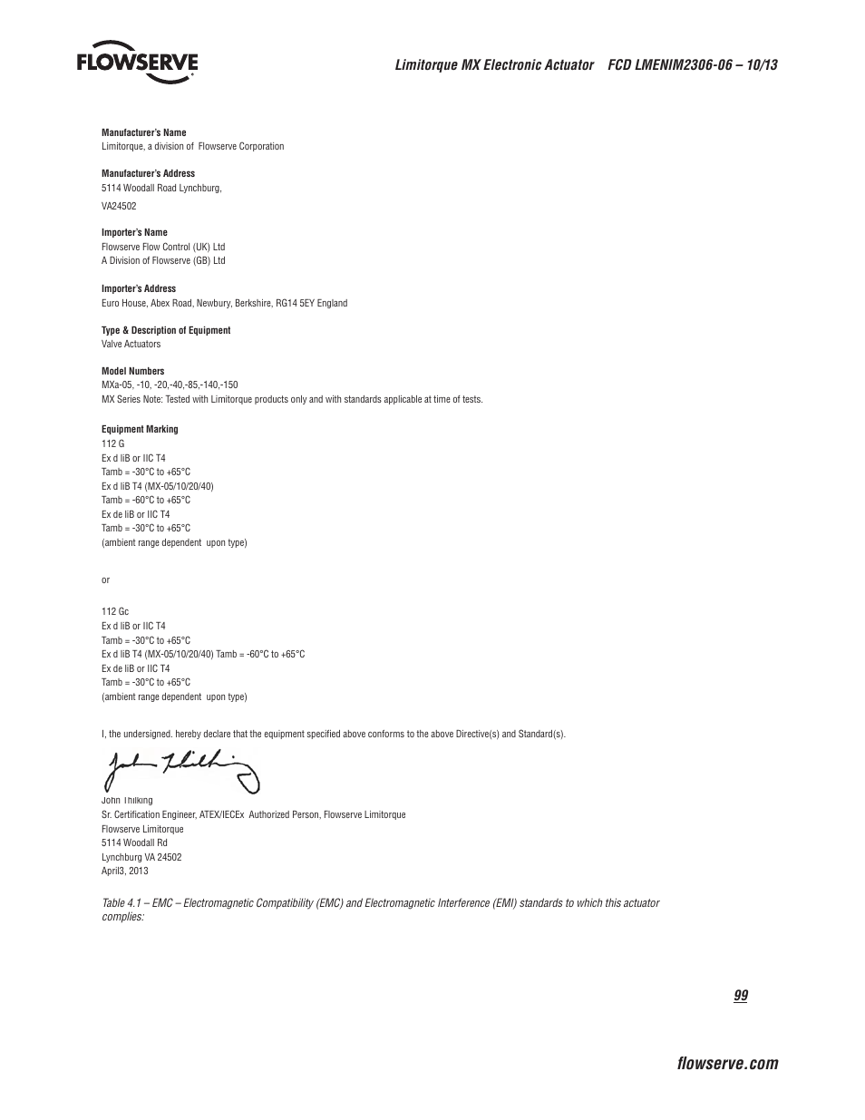Flowserve MX Electronic Actuator User Manual | Page 99 / 104