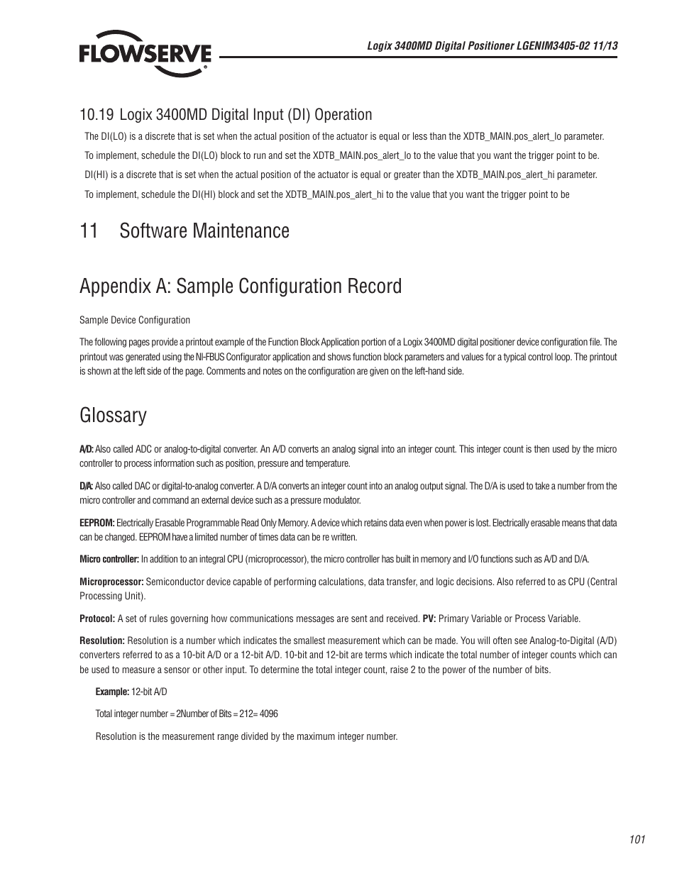 Glossary | Flowserve 400MD Logix User Manual | Page 101 / 106