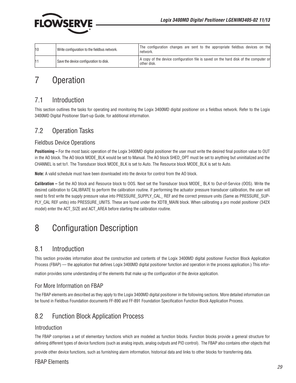7operation, 8configuration description, 1 introduction | 2 operation tasks, 2 function block application process | Flowserve 400MD Logix User Manual | Page 29 / 106