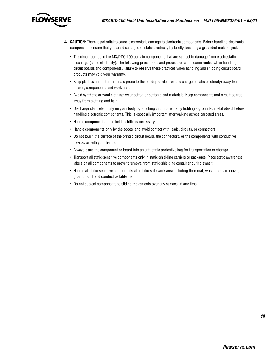 Flowserve MX-100 Field Unit User Manual | Page 49 / 66