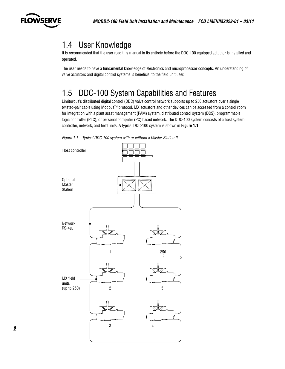 4 user knowledge, 5 ddc-100 system capabilities and features | Flowserve MX-100 Field Unit User Manual | Page 6 / 66