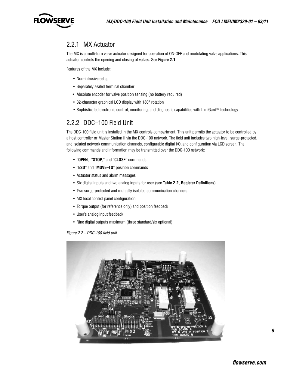 1 mx actuator, 2 ddc–100 field unit | Flowserve MX-100 Field Unit User Manual | Page 9 / 66