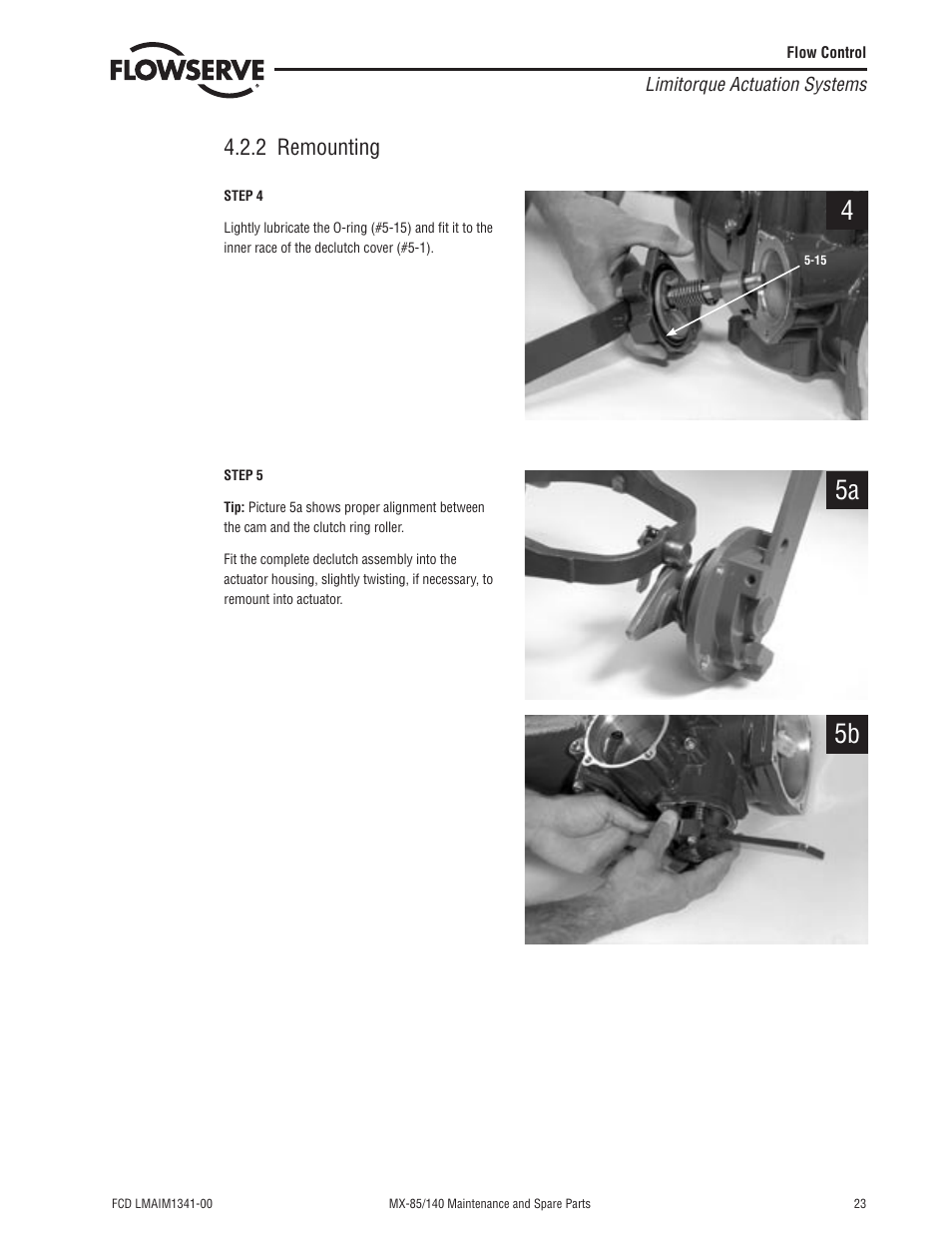 5a 5b, 2 remounting | Flowserve MX-85 Actuator User Manual | Page 31 / 96