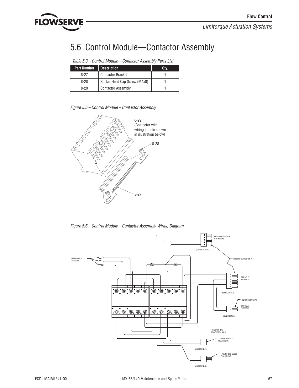 6 control module—contactor assembly, Limitorque actuation systems, Flow control | Figure 5.5 – control module – contactor assembly | Flowserve MX-85 Actuator User Manual | Page 75 / 96