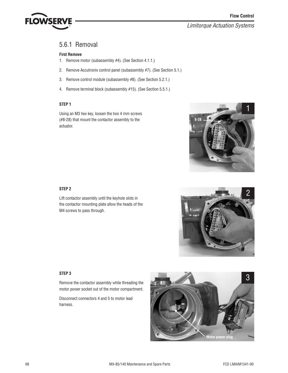 1 removal | Flowserve MX-85 Actuator User Manual | Page 76 / 96