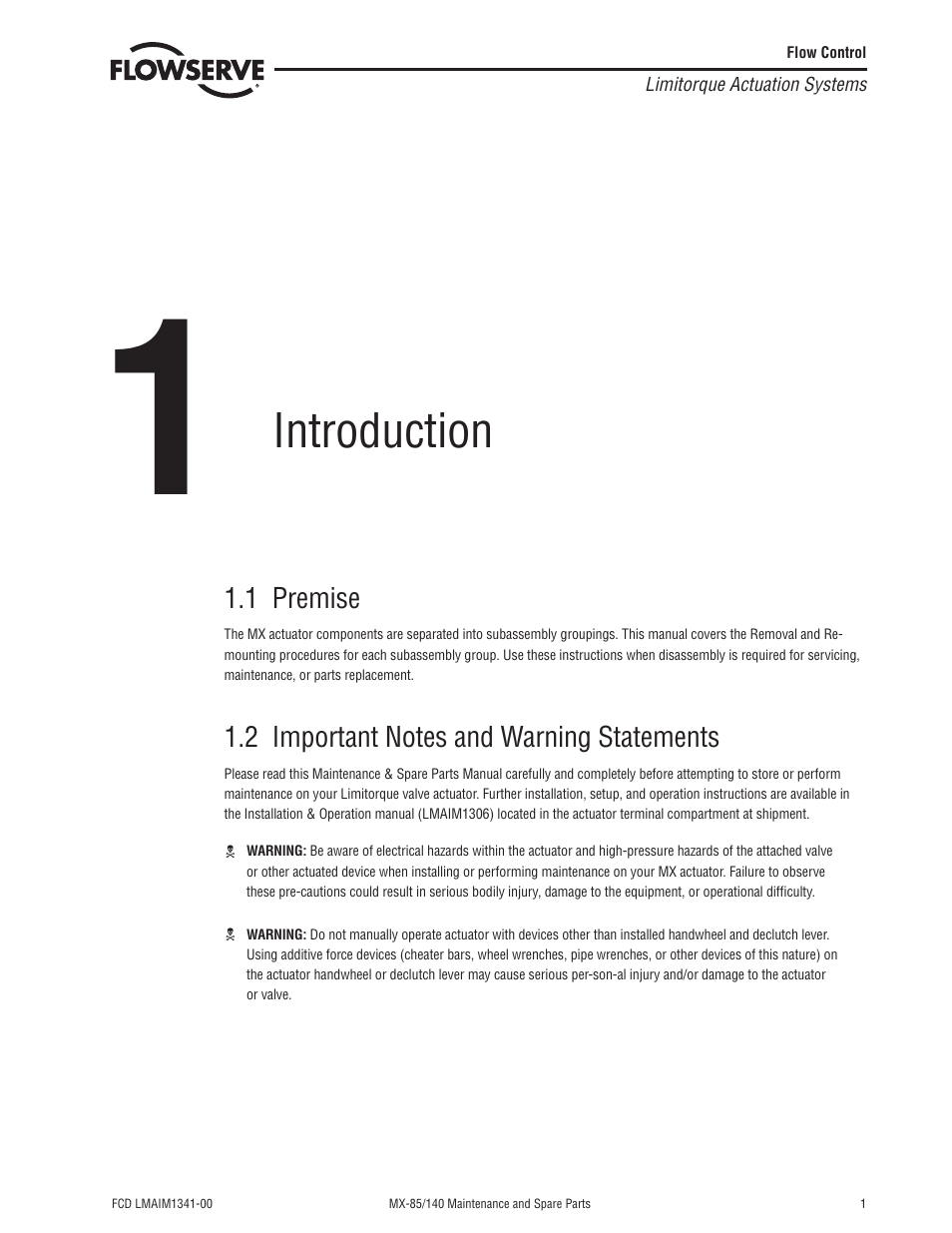 Introduction | Flowserve MX-85 Actuator User Manual | Page 9 / 96