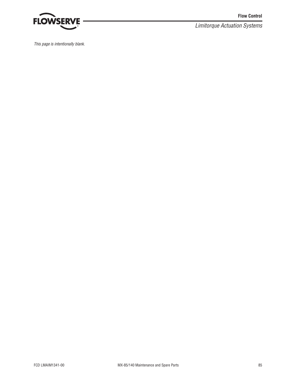Limitorque actuation systems | Flowserve MX-85 Actuator User Manual | Page 93 / 96