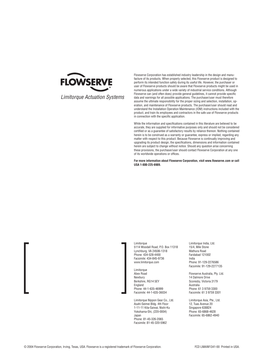 Flowserve MX-85 Actuator User Manual | Page 96 / 96