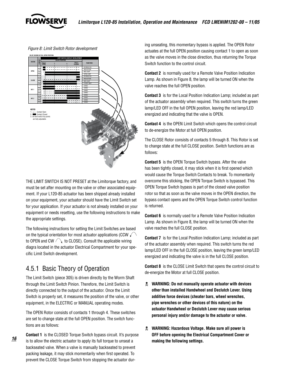 1 basic theory of operation, Figure 8: limit switch rotor development | Flowserve L120-85 Actuator User Manual | Page 16 / 48