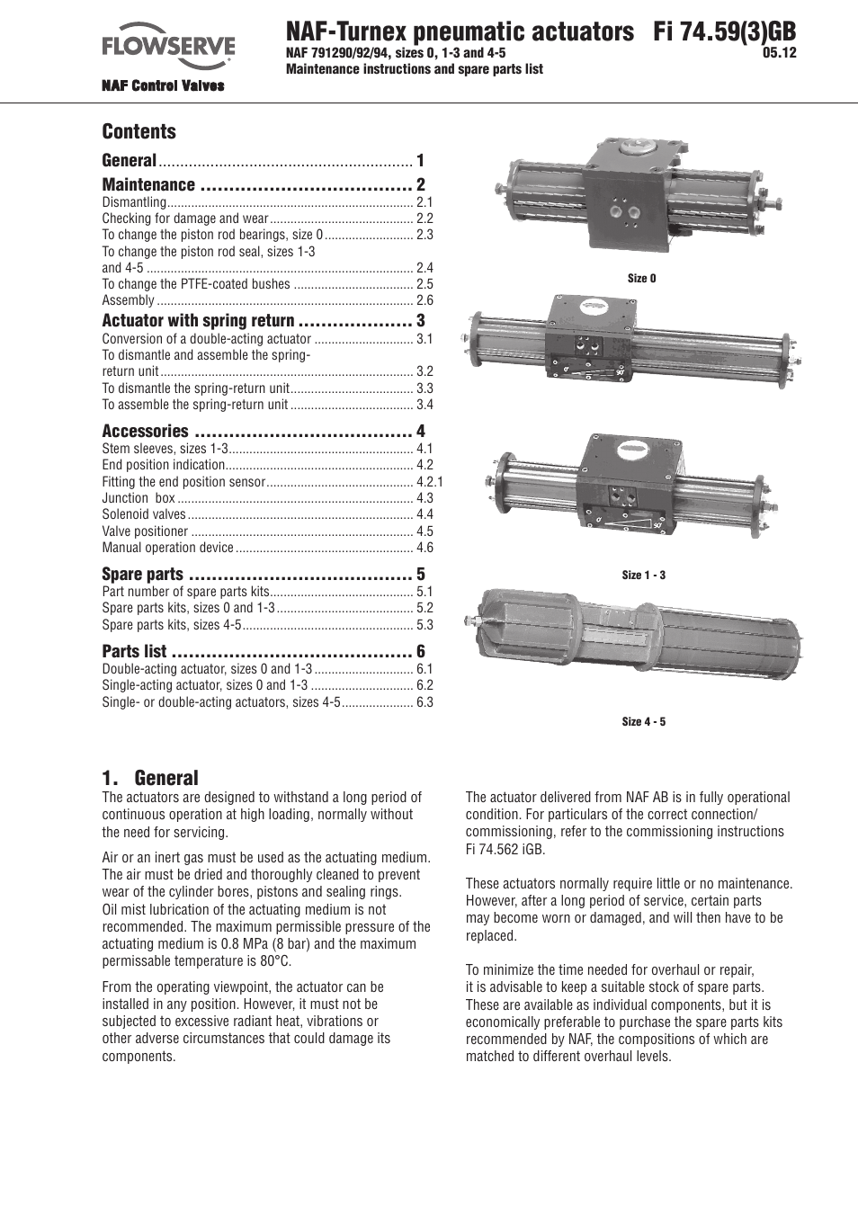 Flowserve NAF-Turnex pneumatic actuators User Manual | 20 pages