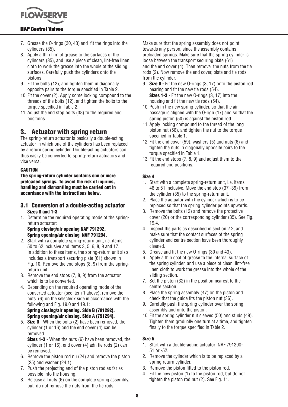 Actuator with spring return | Flowserve NAF-Turnex pneumatic actuators User Manual | Page 8 / 20