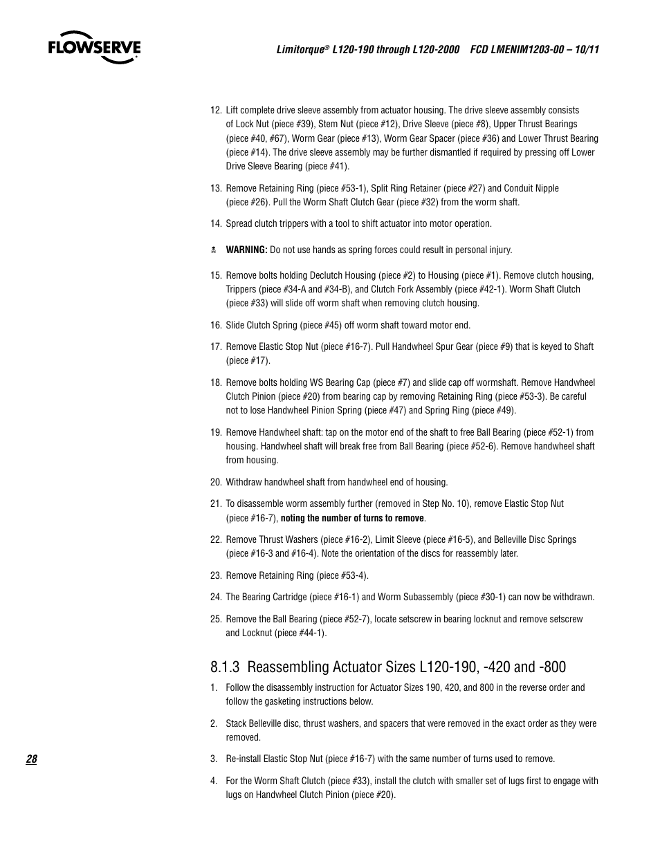 Flowserve L120-190 through L120-2000 User Manual | Page 28 / 56