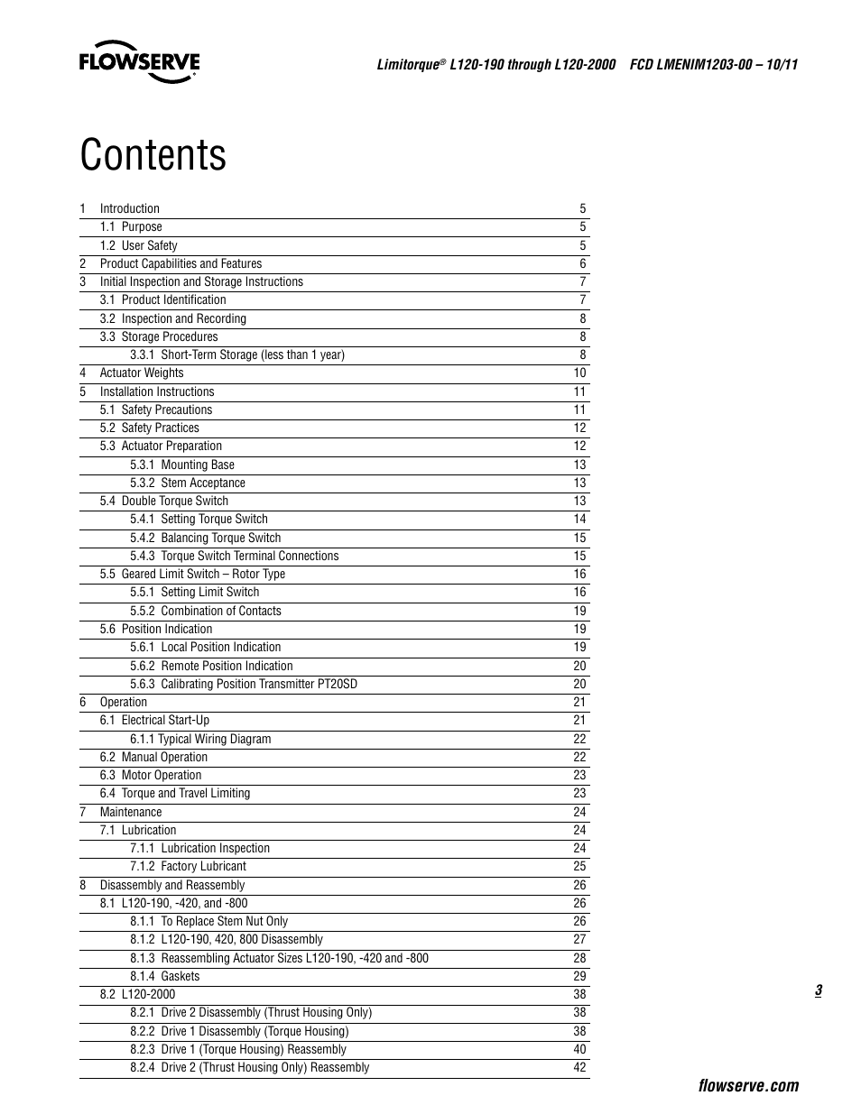 Flowserve L120-190 through L120-2000 User Manual | Page 3 / 56