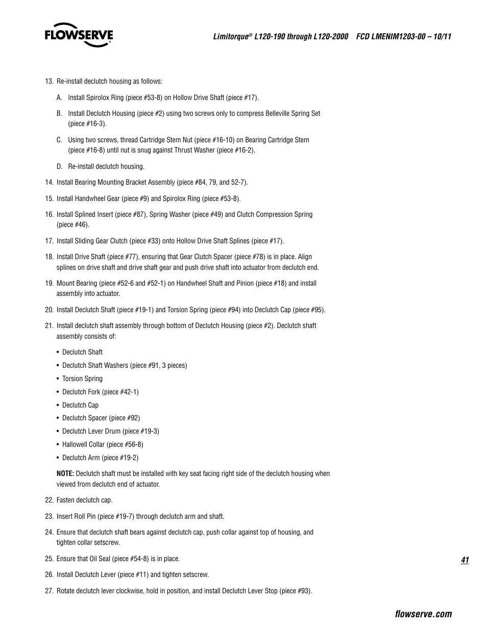 Flowserve L120-190 through L120-2000 User Manual | Page 41 / 56