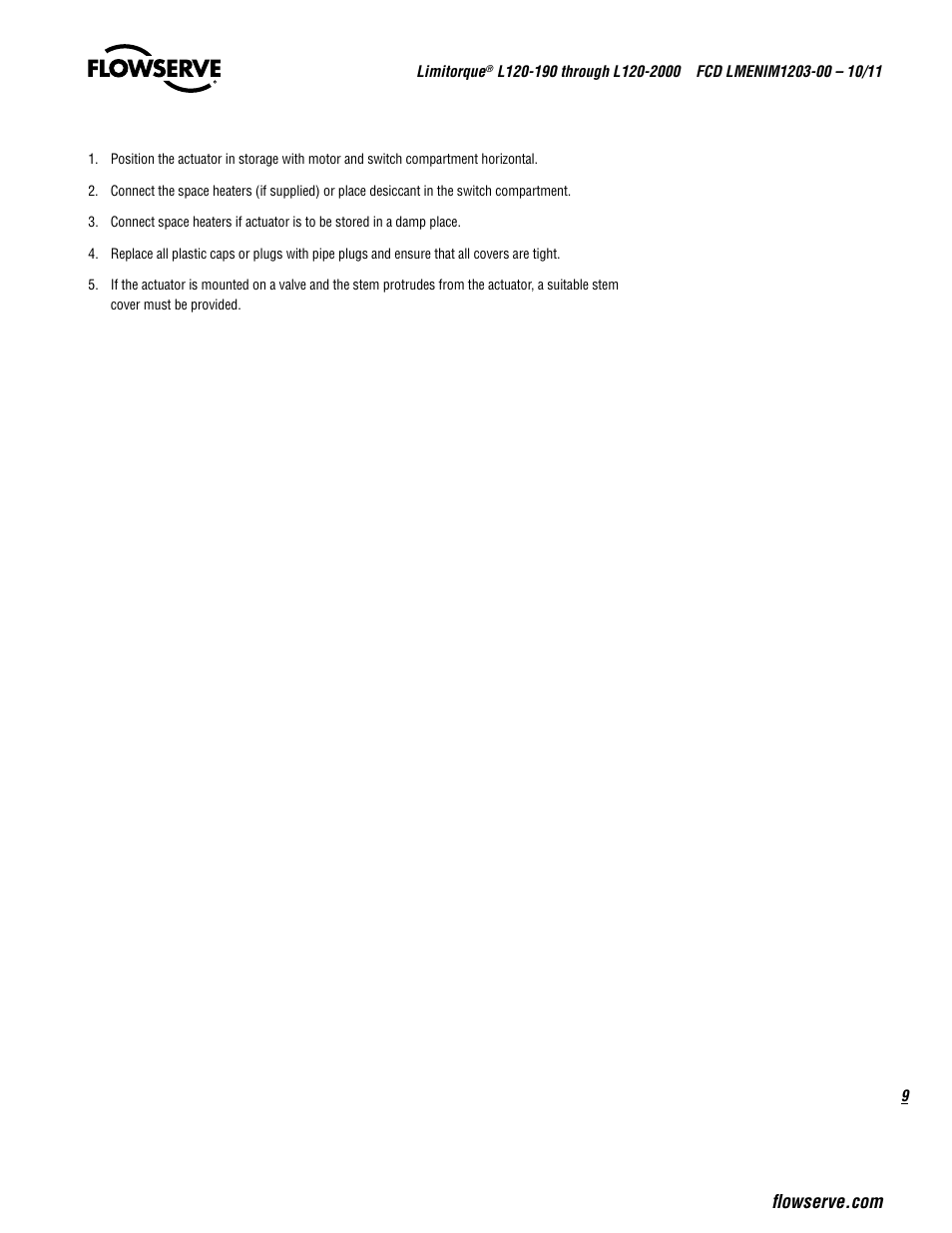 Flowserve L120-190 through L120-2000 User Manual | Page 9 / 56