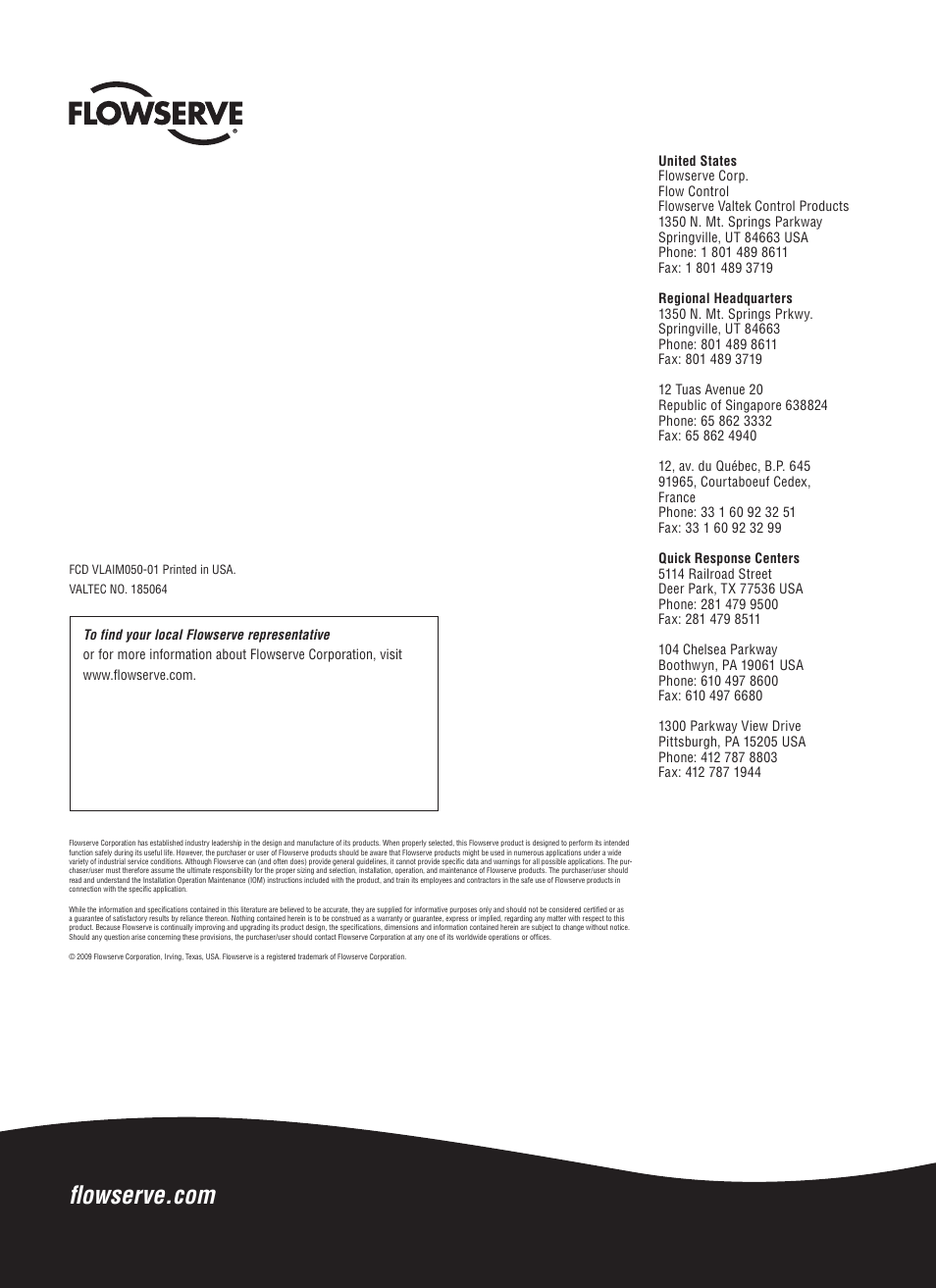 Flowserve Spring Diaphragm Rotary Actuators User Manual | Page 12 / 12