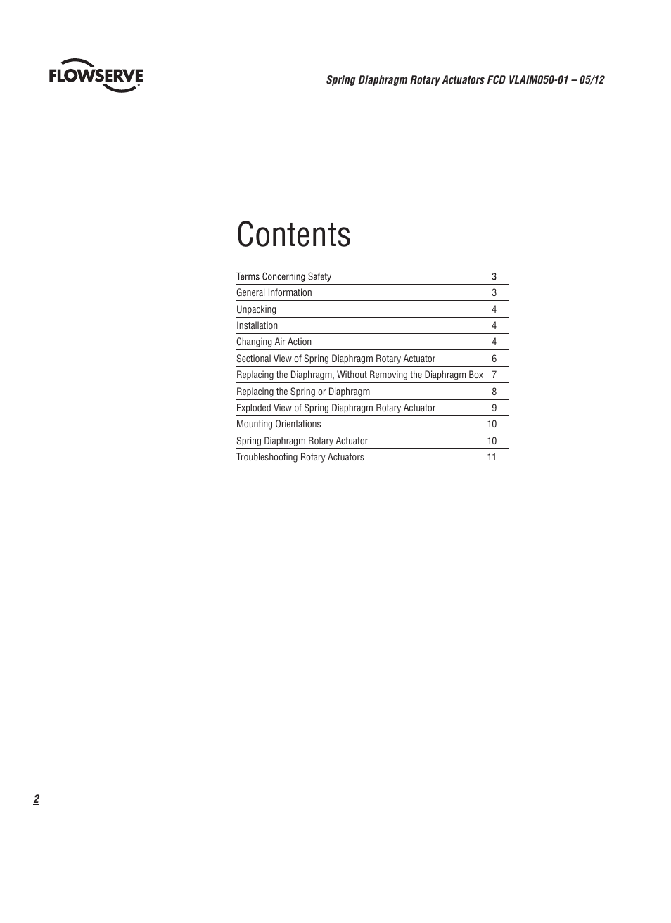 Flowserve Spring Diaphragm Rotary Actuators User Manual | Page 2 / 12