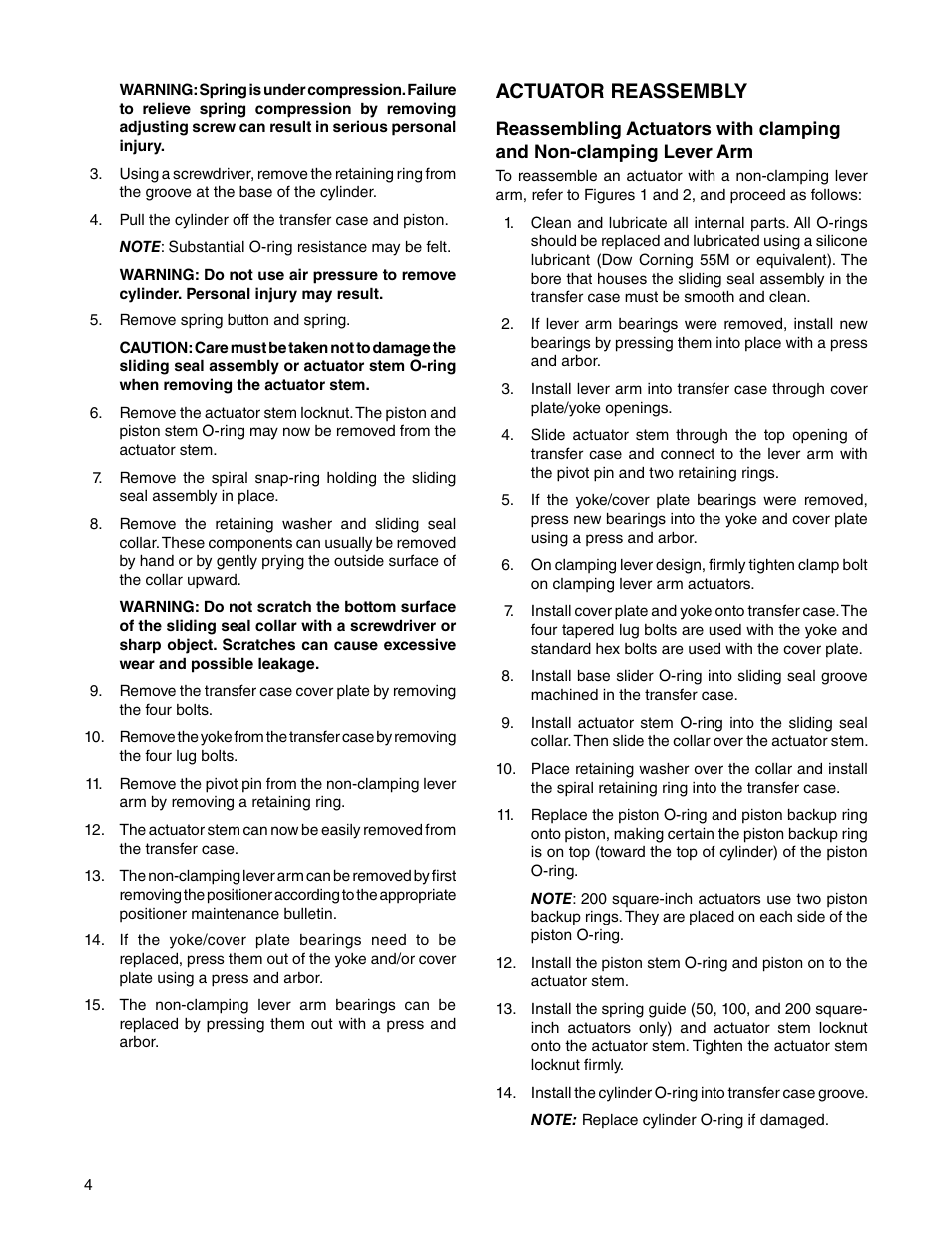 Actuator reassembly | Flowserve Valtek Spring Cylinder Rotary Actuators User Manual | Page 4 / 8