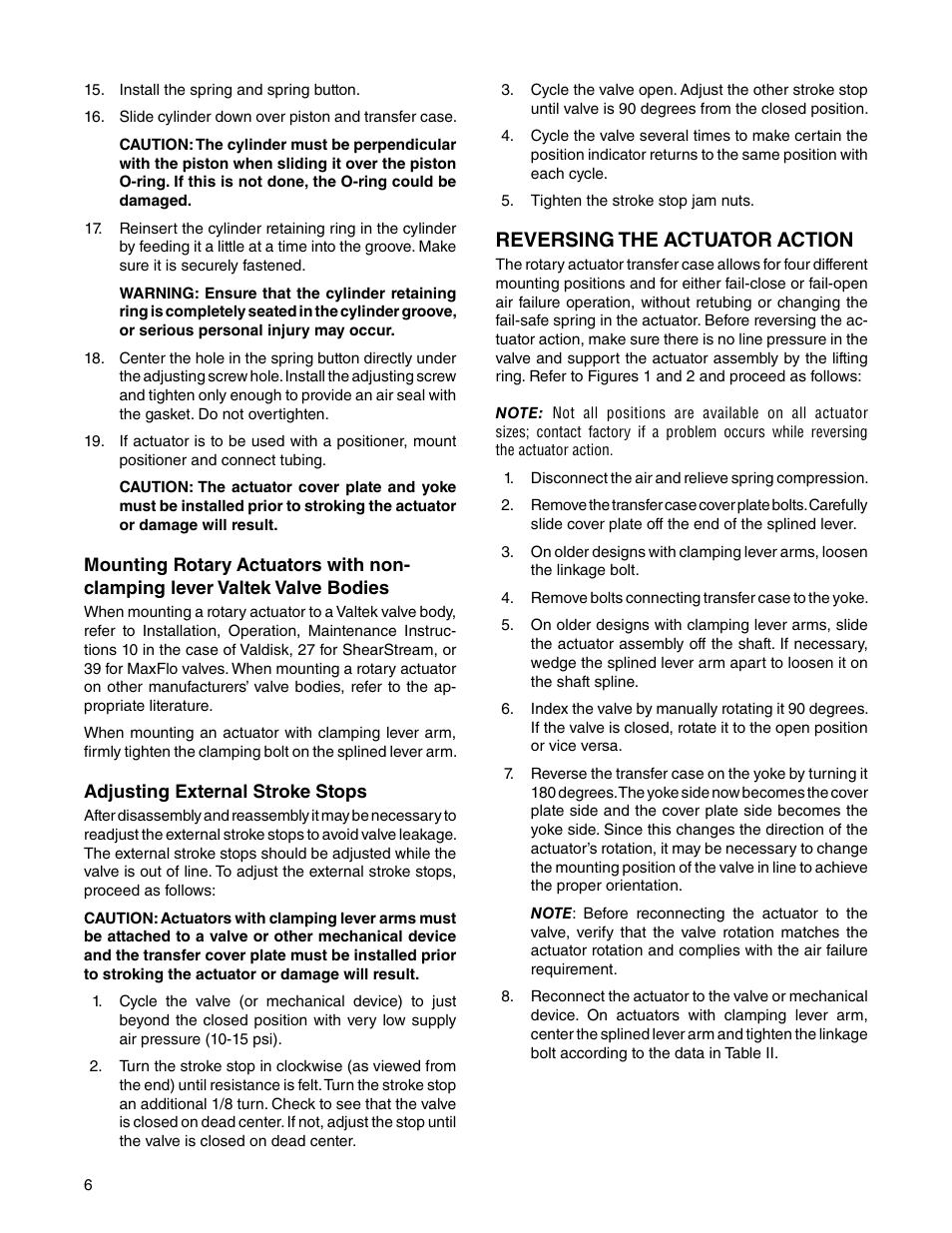 Reversing the actuator action | Flowserve Valtek Spring Cylinder Rotary Actuators User Manual | Page 6 / 8