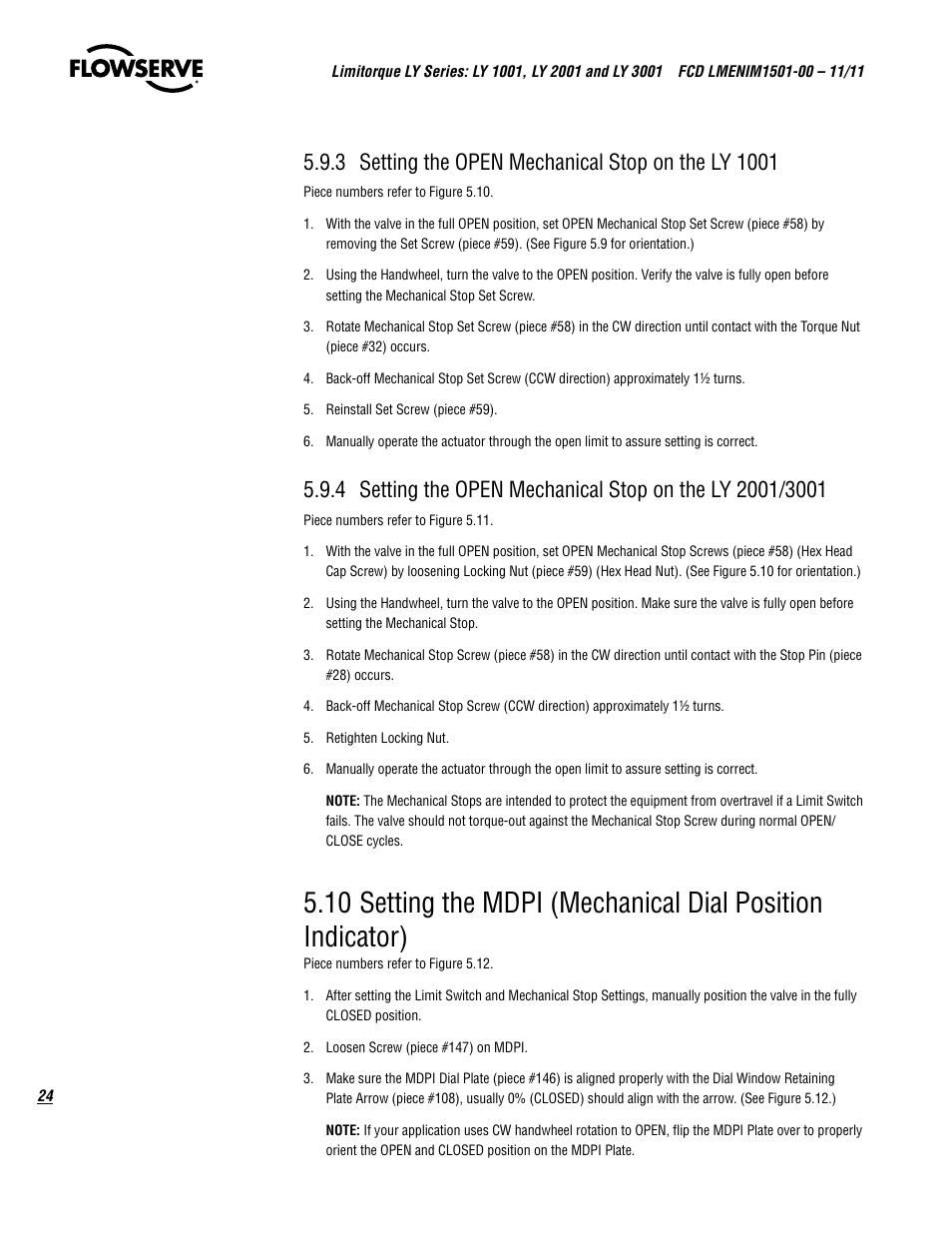 Flowserve LY Series Limitorque User Manual | Page 24 / 64