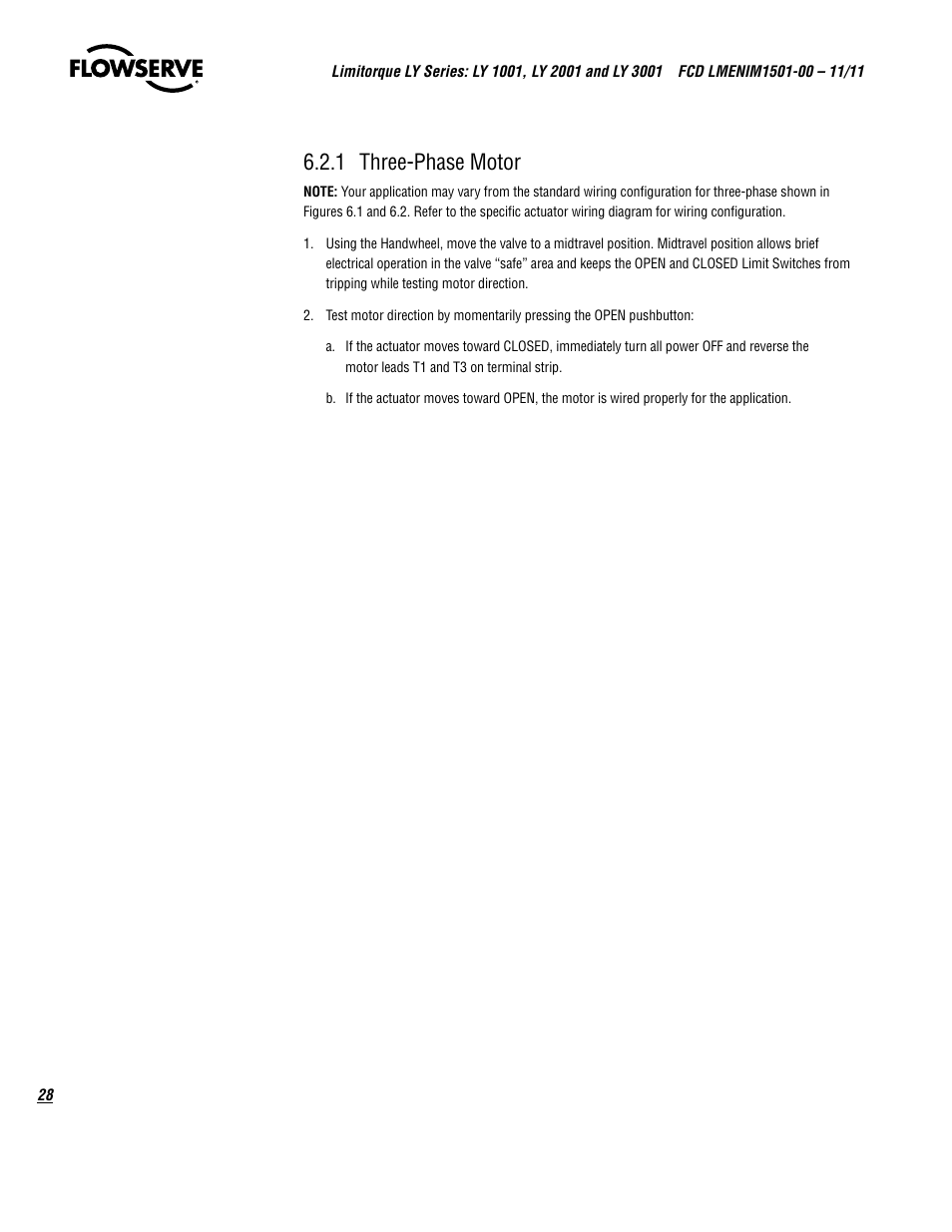 1 three-phase motor | Flowserve LY Series Limitorque User Manual | Page 28 / 64