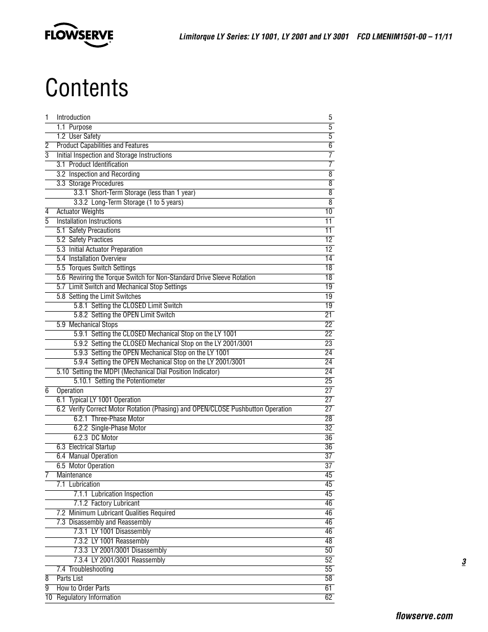 Flowserve LY Series Limitorque User Manual | Page 3 / 64