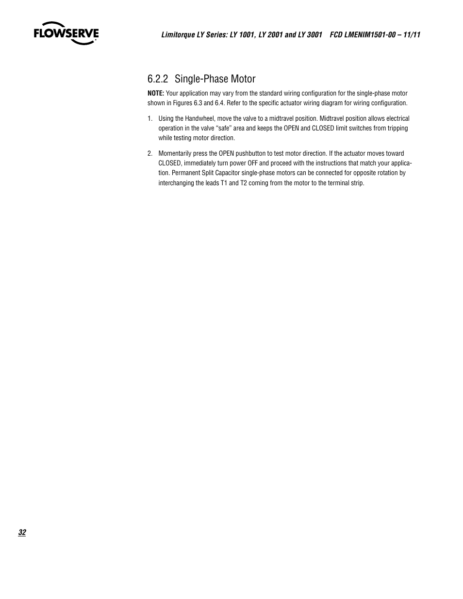 2 single-phase motor | Flowserve LY Series Limitorque User Manual | Page 32 / 64