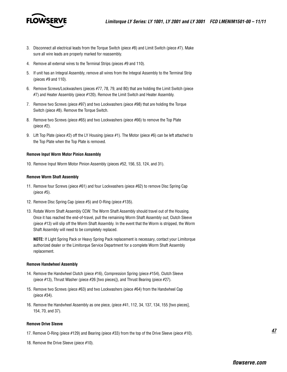 Flowserve LY Series Limitorque User Manual | Page 47 / 64