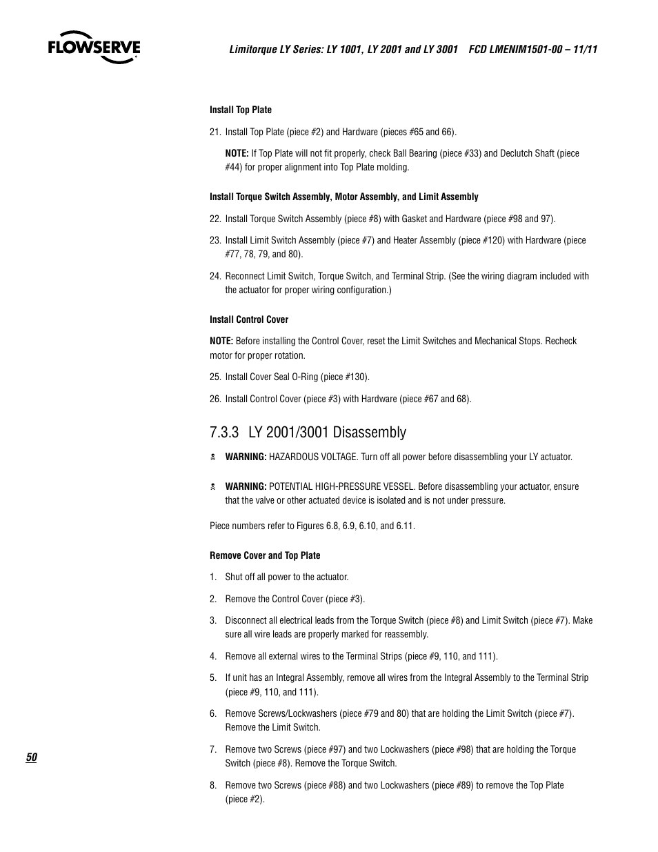 Flowserve LY Series Limitorque User Manual | Page 50 / 64