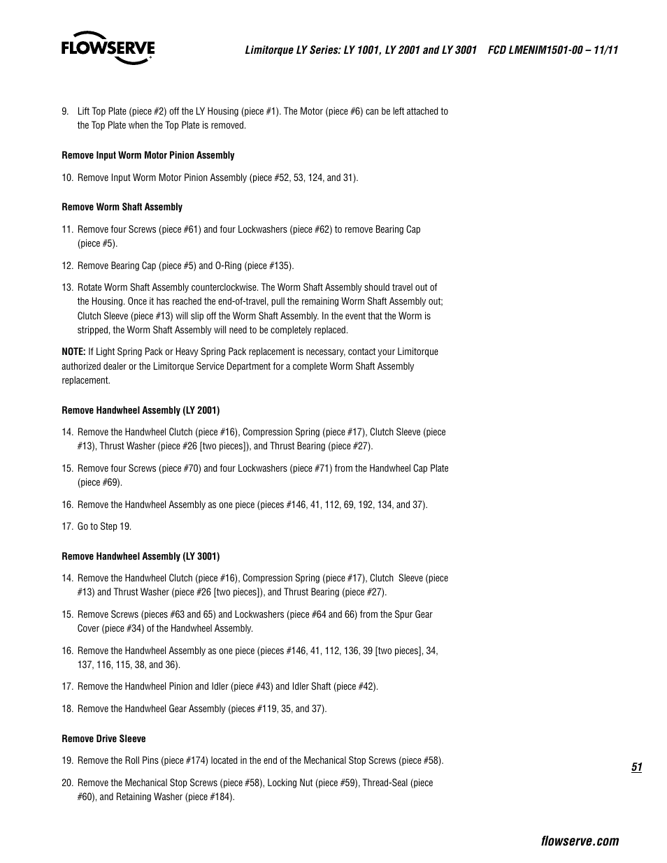 Flowserve LY Series Limitorque User Manual | Page 51 / 64