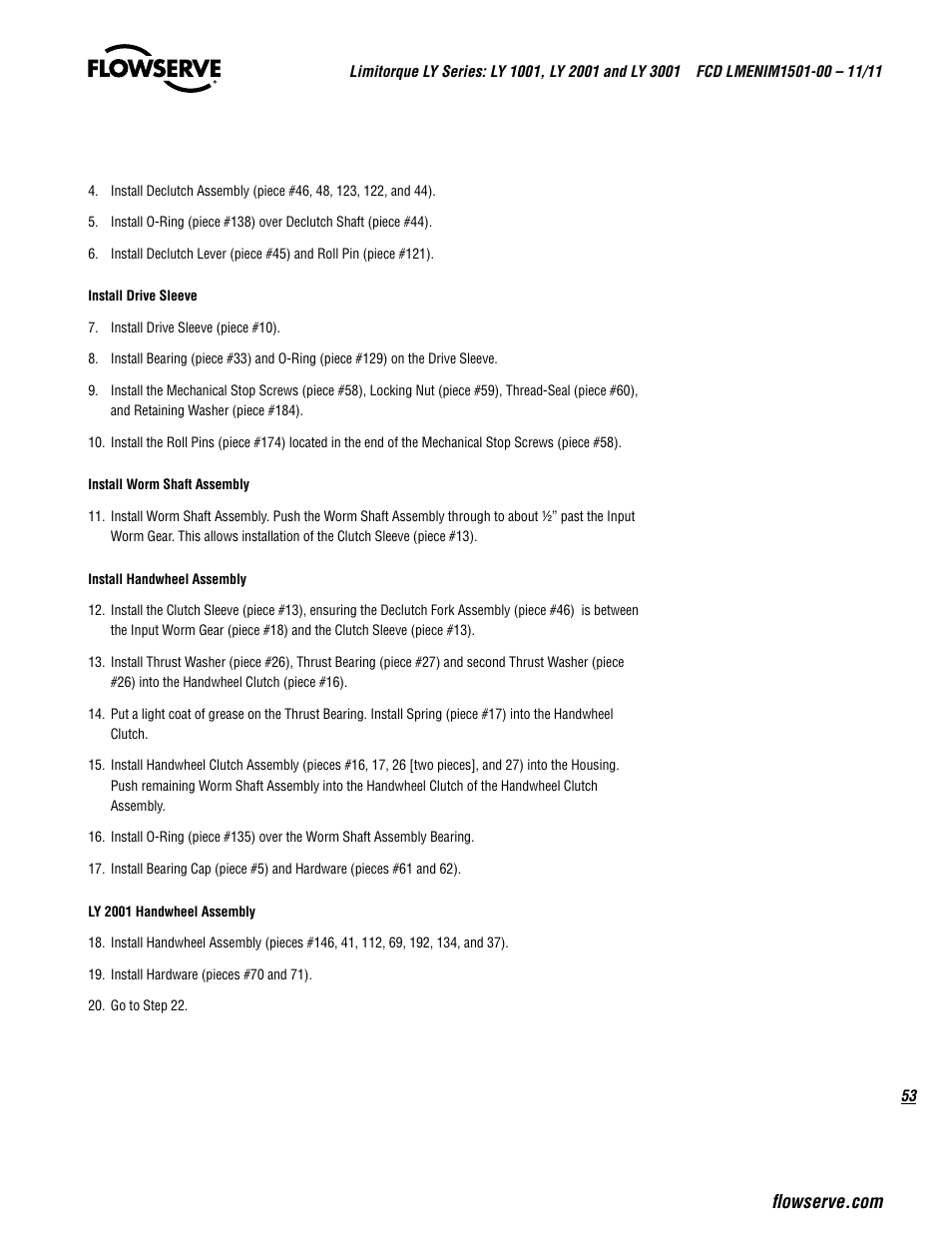 Flowserve LY Series Limitorque User Manual | Page 53 / 64