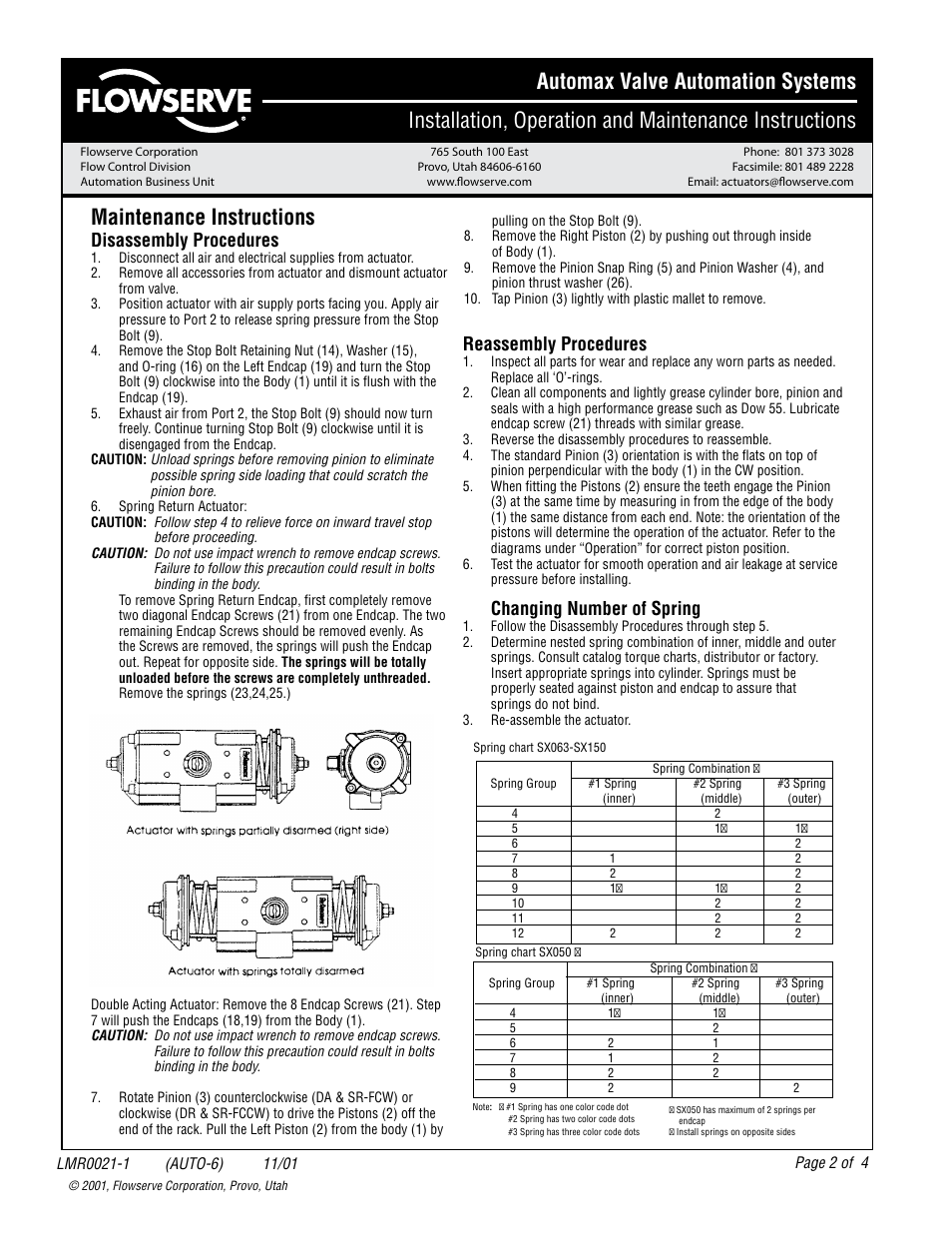 Disassembly procedures, Reassembly procedures, Changing number of spring | Flowserve SX-Series SuperNova User Manual | Page 2 / 4